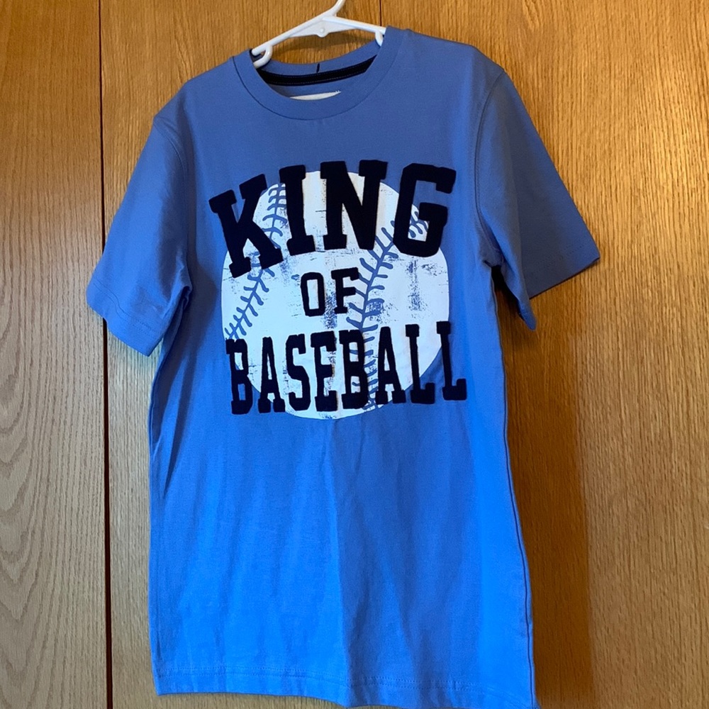 Gap Kids MED 8 - 10 KING OF BASEBALL blue cotton graphic tee shirt short sleeve